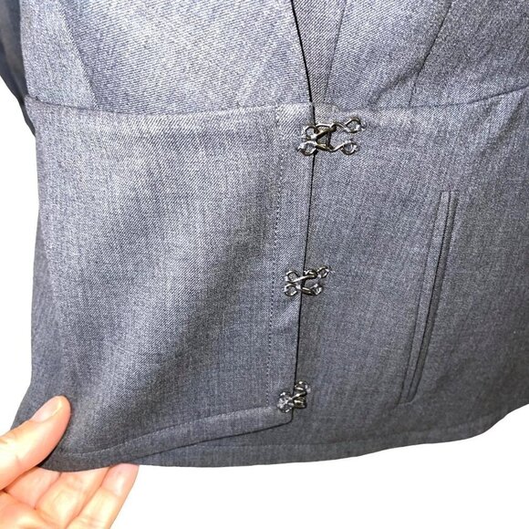 Trina Turk Womens Jacket Gray Size 10 Wool Spandex Blend Peplum Pockets Hook Eye - Picture 6 of 11